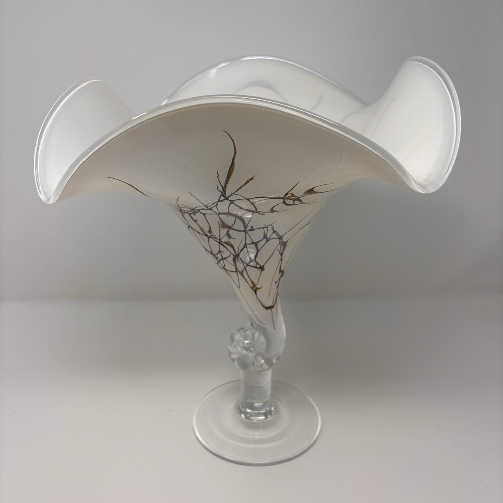 Jozefina Atelier Gyser Art Glass Vase - Snail Trumpet - Hand Made Vintage Rare